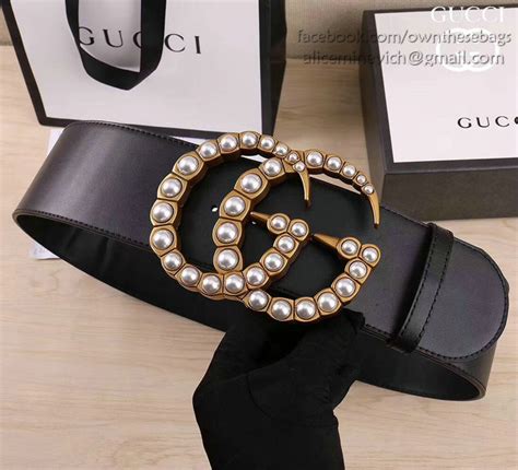 gucci wide leather belt with pearl double g|gucci belt with tiger buckle.